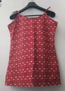 Red Printed Sleeveless Top