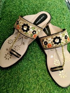 Kolhapuri Embroidered Flats &amp; Sandals