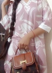 Pink &amp; White Printed Kurti
