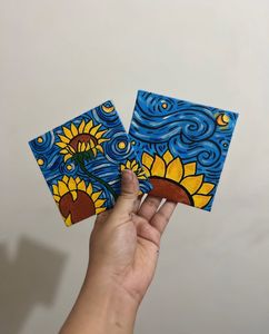 Set Of Van Gogh Starry Nights Style Sunflower