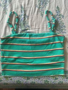 Striped Green Crop Top