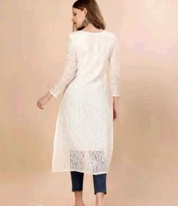 Elegant White Lace Kurti