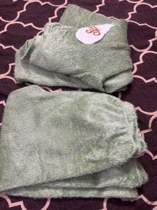 Cute Green Fuzzy Two-Piece Set