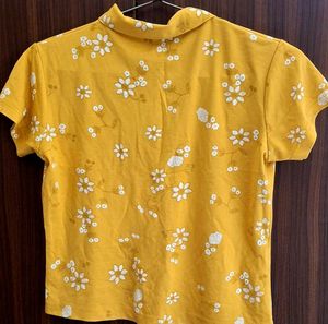 Floral Print Polo Top