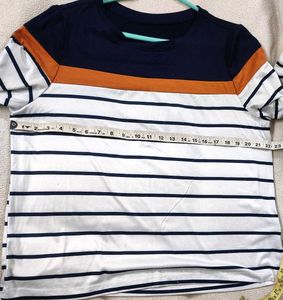 Navy Blue And White XL Striped Long Sleeve T-Shirt
