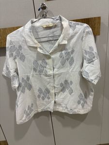 Leaf Print White Top