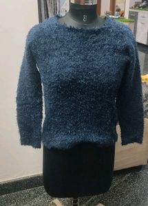 Blue Fuzzy Knit Sweater