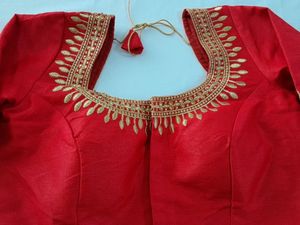 Party Wear Red Embroidered Blouse