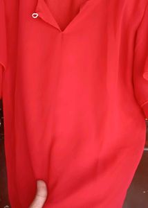 ❤️ Elegant Red Net Half-Sleeve Top for Women ❤️