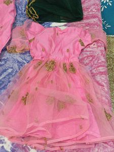 Pink Embroidered Girl's Ethnic Set
