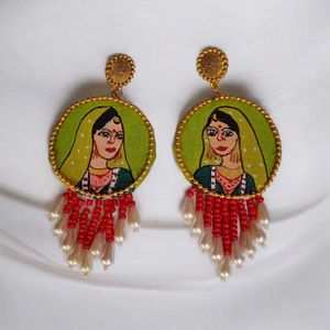 Hand painted Fabric Earrings