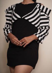Stripped Cold Shoulder Shirt