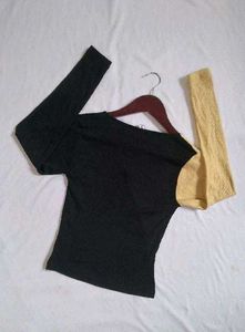 SIGHT BOMB .Two-Tone Long Sleeve Top