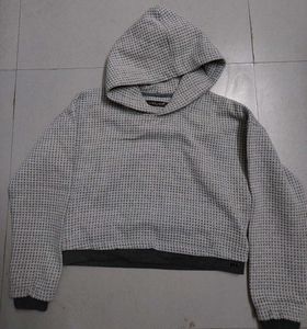 Grey Cropped Hoodie