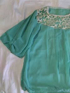 Mint Green Cute Top with Lace Detail