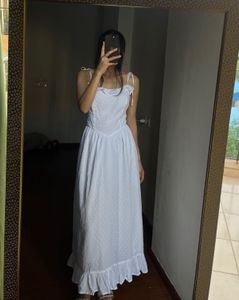 Swiss Dot Corset Ruffled Sleeveless Midi Dress
