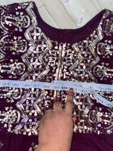 Purple &amp; Gold Embellished Nayra Dress