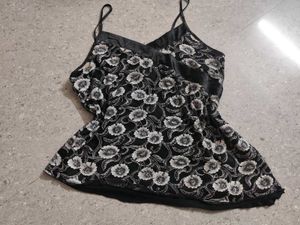 Black Pinteresty Sparkly Floral Cami Top