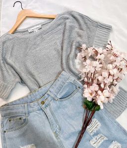 Imported Silver Knit Sweater D