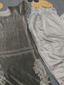 Grey Velvet Kurta Set