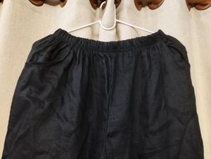 Black Cotton Silk Straight Pants