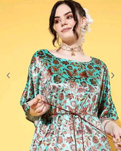 Shae By Sassafras Sea-green Velvet Kaftan Dress