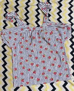 Rose Print Tie Strap Top