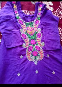Purple Embroidered Kurta Set