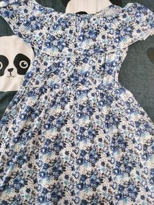off-shoulder blue/white floral dress , bust size-34
