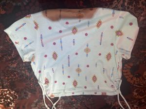 Printed Cropped Casual Tee