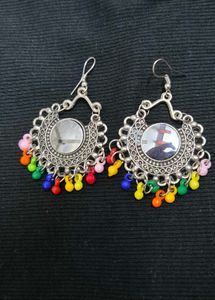 Colorful Beaded Mirror Earrings