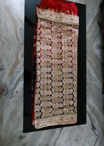 Heavy Red &amp; Black Saree With Blouse Piece