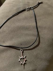 Spike Heart Chord Necklace