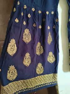 Golden Embroidery Dark Blue Sharara