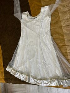 White Anarkali Dress With Jacket