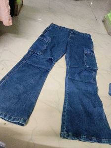 Blue Denim Cargo Jeans