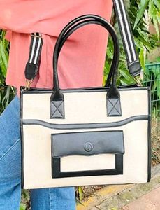 Classic Two-Tone Canvas Tote Bag