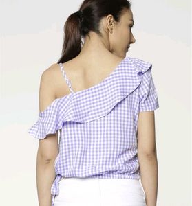 Lavender Gingham Wrap Top- ONLY