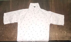 Boy's White Printed Shirt