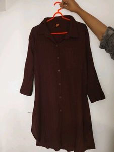 Brown Button-Down Tunic