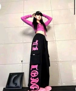 Black LOVE Graphic Cargo Pants