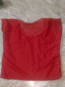 Red Lace Crop Top
