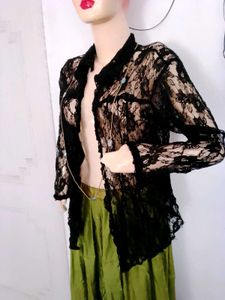 Black Net Shirt Top