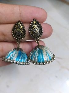 Vintage Rhinestone &amp; Pink Velvet Earrings