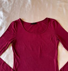 Shein Burgundy Long Sleeve Top