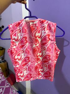 Pink Heart Print Tank Top 🎀💕
