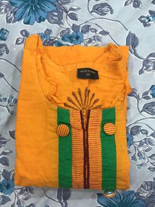 Orange Cotton Kurta