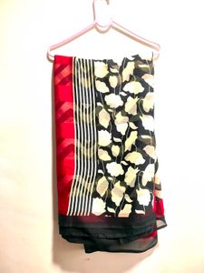 Beautiful Striped Saree With Red ♥️ Border