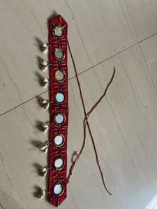 Red Mirror & Shell Navratri Belt
