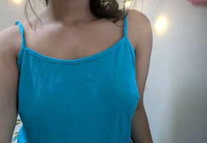 Blue Spaghetti Strap Tank